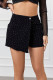 Black Casual Solid Color Pocket Buttons Patchwork Hot Drill Regular Mid Waist Patchwork Bottoms