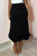 Black Elegant Solid Color Patchwork Ruched Loose Mid Waist Speaker Patchwork Bottoms