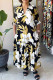 Multicolor Elegant Print Pocket Patchwork Turndown Collar Long Dresses