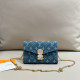 The cowboy blue Casual Daily Letters Distressed Patchwork Chains Bags