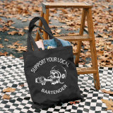 Black SUPPORT YOUR LOCAL BARTENDER PRINTED BAG