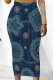 Dark Blue Casual Faux Denim Print Contrast Regular High Waist Full Print Bottoms