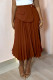 Brown Elegant Solid Color Patchwork Ruched Loose Mid Waist Speaker Patchwork Bottoms
