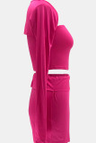 White Casual Solid Color Patchwork Strapless Long Sleeve Four Pieces(Threr are headbands)