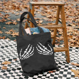 White SKULL HANDS PRINTED BAG