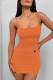 Orange Sexy Solid Color Patchwork Backless Spaghetti Strap Sling Dresses