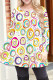 White Yellow Casual Print Patchwork O Neck T-Shirts