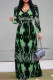 Snake Print Elegant Geometric Print Lace Up Contrast V Neck Printed Dresses