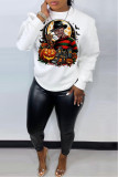 Multicolor Casual Print Patchwork O Neck Tops