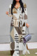 Light Brown Casual Print Patchwork Strap Design V Neck Long Dresses
