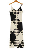 Orange Sexy Plaid Butterfly Print Stripe Contrast V Neck Printed Dresses