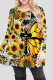 Black Yellow Casual Print Patchwork O Neck T-Shirts