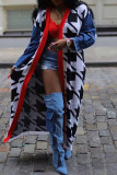 Black And White Street Geometric Print Patchwork Contrast Cardigan Collar Outerwear