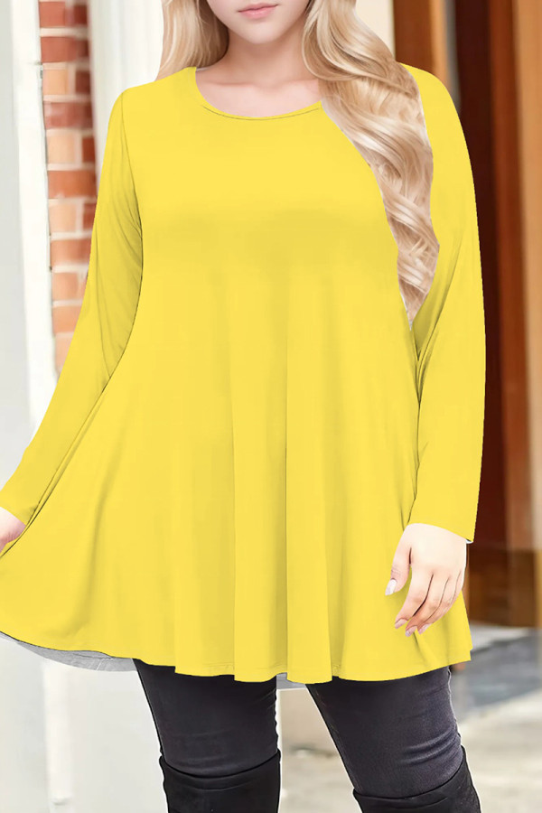 Yellow Casual Print Patchwork O Neck T-Shirts