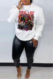 Multicolor Casual Print Patchwork O Neck Tops