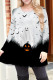 Black And White Casual Print Patchwork O Neck T-Shirts