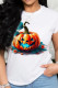 Orange Casual Print Patchwork O Neck T-Shirts