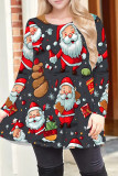 Red Casual Print Patchwork O Neck T-Shirts