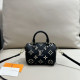 Black Casual Street Letters Patchwork Zipper Contrast Bags