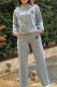 Grey Casual Letters Pocket Patchwork Zipper Zipper Collar Long Sleeve Two Pieces