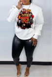 Multicolor Casual Print Patchwork O Neck Tops