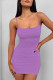 Purple Sexy Solid Color Patchwork Backless Spaghetti Strap Sling Dresses