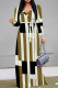 Brownness Casual Print Patchwork Strap Design V Neck Long Dresses