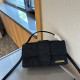Black Casual Daily Solid Color Distressed Patchwork Metal Accessories Trim Bags