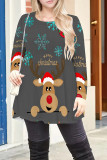 Red Casual Print Patchwork O Neck T-Shirts