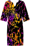 Beige Casual Poker Letter Print Contrast V Neck A Line Dresses