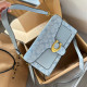 Blue Casual Daily Letters Patchwork Metal Accessories Trim Bags