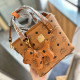 Orange Casual Street Letters Patchwork Contrast Bags
