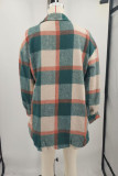 Multicolor Casual Plaid Pocket Gross Turndown Collar Tops