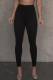 Black Casual Solid Color Patchwork Skinny Mid Waist Pencil Patchwork Bottoms