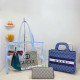 Blue Casual Street Letters Patchwork See-Through Contrast Bags