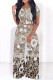 Light Coffee Casual Leopard Print Polka Dot Contrast O Neck Short Sleeve Two Pieces