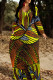 Yellow Elegant Print Patchwork O Neck Long Dresses