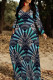 Blue Gray Elegant Print Patchwork O Neck Long Dresses