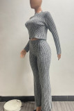 Pink Casual Stripe Patchwork Zipper Zipper Collar Long Sleeve Two Pieces