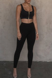 Grey Casual Solid Color Patchwork Skinny Mid Waist Pencil Patchwork Bottoms