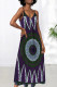 Purple Sexy Print Patchwork Backless Spaghetti Strap Sling Dresses