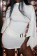 White Sexy Solid Color Patchwork Ruched Turtleneck Wrapped Skirt Dresses