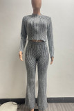 Pink Casual Stripe Patchwork Zipper Zipper Collar Long Sleeve Two Pieces