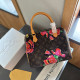 Brown Street Daily Flowers Print Letters Patchwork Contrast Bags