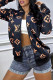 Black Brown Casual Letters Patchwork Zipper Zipper Collar Outerwear