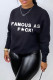Black Casual Daily Letter Print O Neck Tops