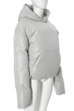 Grey Casual Solid Color Pocket Patchwork Hooded Tops