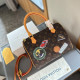 Brown Street Daily Graffiti Print Letters Patchwork Contrast Bags