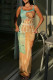 Colour Elegant Print Patchwork Backless Slit Spaghetti Strap Sling Dresses