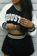 Black Casual Letters Patchwork O Neck Long Sleeve Two Pieces